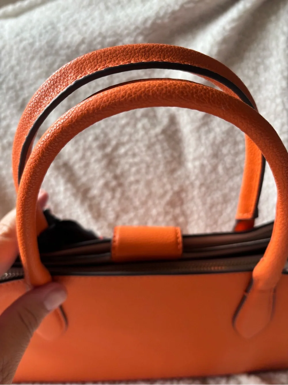 kate spade orange leather top-handle satchel with scarf accent